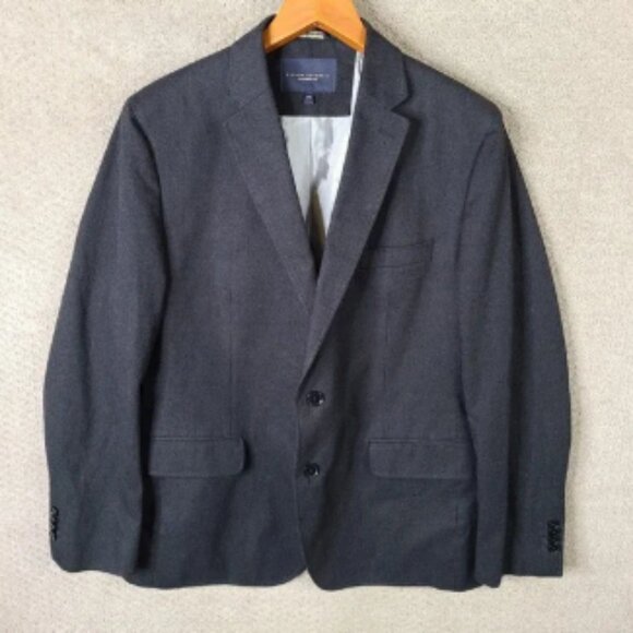 Banana Republic Jacket Men 42S Black Striped Blazer Tailored Fit Cotton 2 Button - Picture 1 of 13